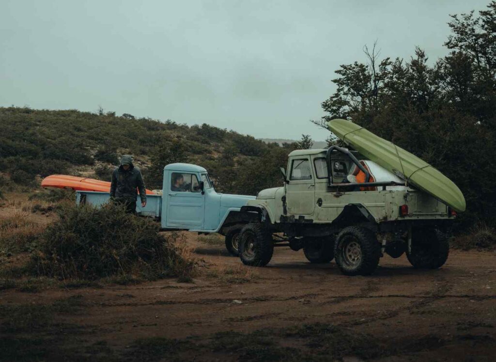kayak strapped on truck bed secured for transport