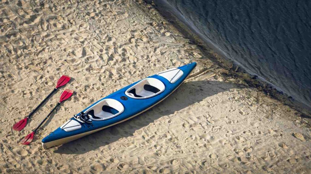kayak seat comfort view aerial shot on beach